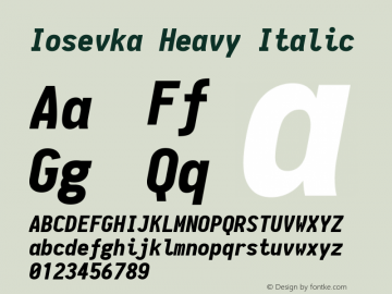 Iosevka Heavy Italic 1.11.0; ttfautohint (v1.5)图片样张