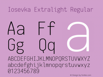 Iosevka Extralight Regular 1.11.0; ttfautohint (v1.5)图片样张
