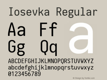 Iosevka Regular 1.11.0; ttfautohint (v1.5) Font Sample