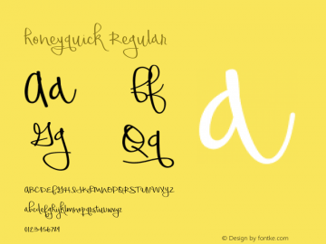 honeyquick Regular Version 1.000 Font Sample