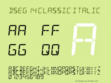 DSEG14 Classic Italic Version 0.1 Font Sample