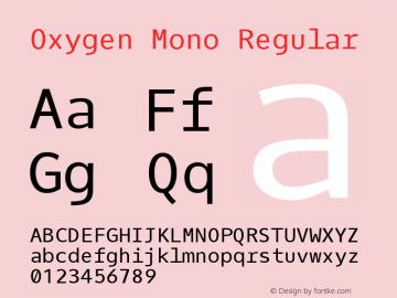 Oxygen Mono Regular Version 1.000; ttfautohint (v1.4.1) Font Sample