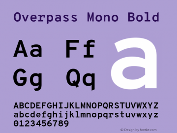 Overpass Mono Bold Version 1.000;DELV;Overpass; ttfautohint (v1.4.1) Font Sample