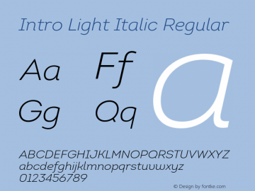 Intro Light Italic Regular Version 1.000图片样张