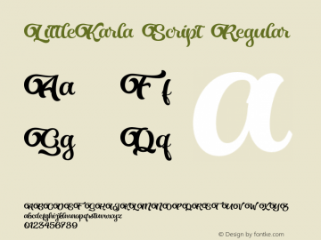 LittleKarla Script Regular Version 1.000;PS 001.000;hotconv 1.0.88;makeotf.lib2.5.64775 Font Sample