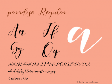 paradise Regular Version 1.000 Font Sample