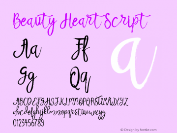 Beauty Heart Script Version 1.000 Font Sample