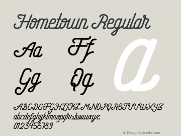 Hometown Regular Unknown Font Sample
