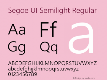 Segoe UI Semilight Regular Version 5.53图片样张