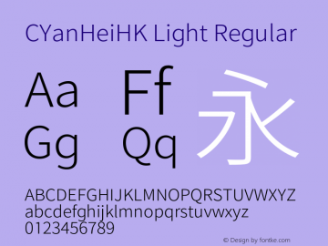 CYanHeiHK Light Regular Version 1.009;PS 1.009;hotconv 1.0.88;makeotf.lib2.5.647800图片样张