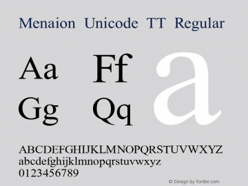 Menaion Unicode TT Regular 2.0图片样张