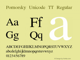 Pomorsky Unicode TT Regular Beta 0.5 Font Sample