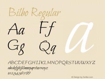 Bilbo Regular Version 1.002; ttfautohint (v1.4.1) Font Sample