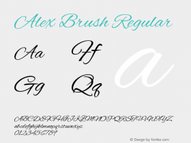 Alex Brush Regular Version 1.003; ttfautohint (v1.4.1) Font Sample