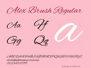 Alex Brush Regular Version 1.003; ttfautohint (v1.4.1) Font Sample