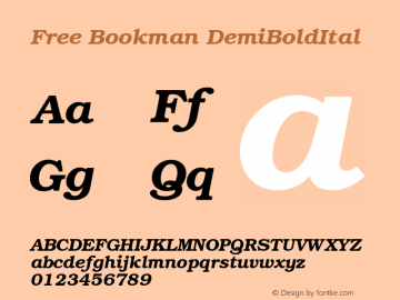 Free Bookman DemiBoldItal Version 1.06 Font Sample