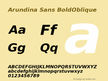 Arundina Sans BoldOblique Version 1.20图片样张