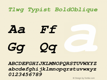 Tlwg Typist BoldOblique Version 001.017: 2009-08-13 Font Sample