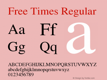 Free Times Regular Version 1.06 Font Sample