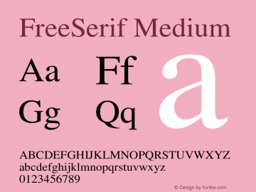 FreeSerif Medium Version $Revision: 1.358 $ Font Sample