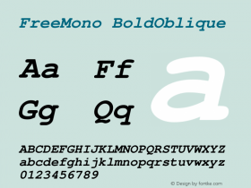 FreeMono BoldOblique Version $Revision: 1.96 $ Font Sample