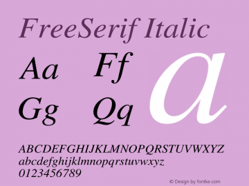 FreeSerif Italic Version $Revision: 1.175 $图片样张