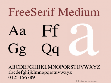 FreeSerif Medium Version $Revision: 1.358 $ Font Sample