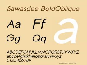 Sawasdee BoldOblique Version 001.004: 2009-07-22图片样张