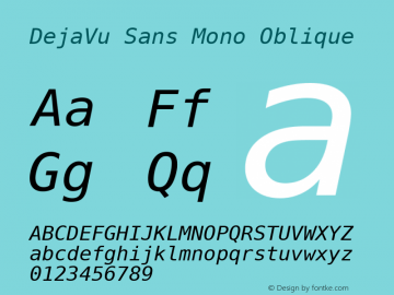 DejaVu Sans Mono Oblique Version 2.31 Font Sample