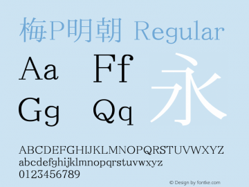 梅P明朝 Regular Look update time of this file. Font Sample