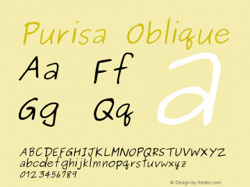 Purisa Oblique Version 002.011: 2009-07-06 Font Sample