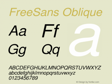 FreeSans Oblique Version $Revision: 1.130 $ Font Sample