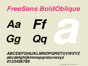 FreeSans BoldOblique Version $Revision: 1.104 $图片样张