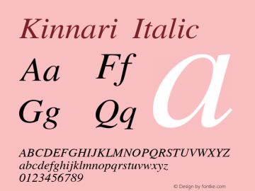 Kinnari Italic Version 001.007: 2009-07-24图片样张