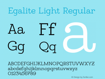 Egalite Light Regular Version 1.000 Font Sample