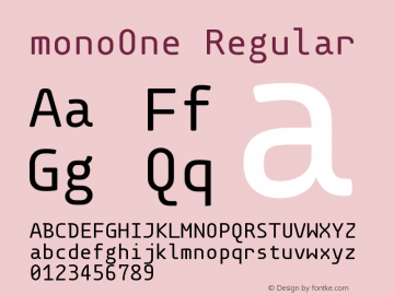 monoOne Regular Version 1.000;PS 001.000;hotconv 1.0.70;makeotf.lib2.5.58329 Font Sample