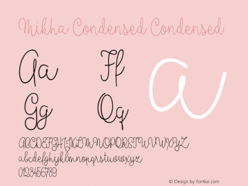 Mikha Condensed Condensed Version 1.000 Font Sample