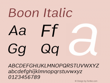 Boon Italic Version 3.0图片样张