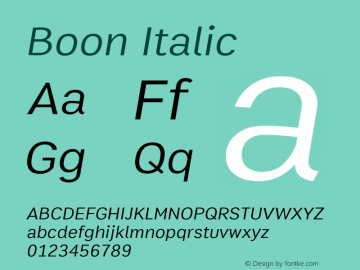 Boon Italic Version 3.0图片样张