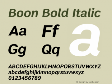 Boon Bold Italic Version 3.0 Font Sample