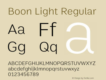 Boon Light Regular Version 3.0 Font Sample