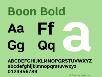 Boon Bold Version 3.0 Font Sample