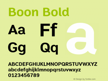 Boon Bold Version 3.0 Font Sample