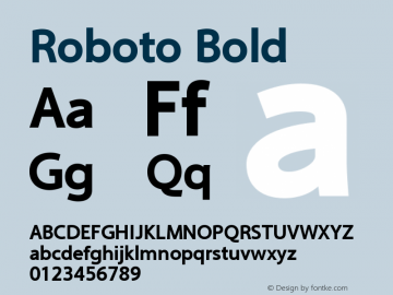 Roboto Bold Version 2.00 June 3, 2016 Font Sample