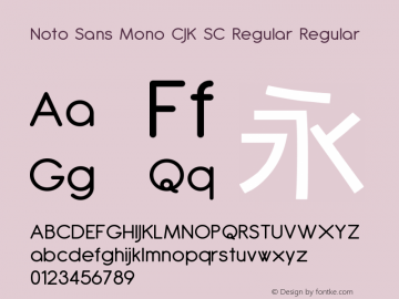 Noto Sans Mono CJK SC Regular Regular Version 1.005;PS 1.005;hotconv 1.0.96;makeotf.lib2.5.65012 Font Sample