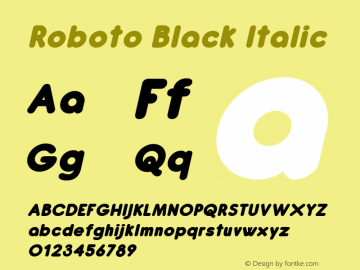 Roboto Black Italic Version 2.00 June 3, 2016 Font Sample