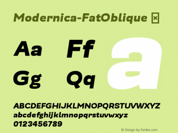 Modernica-FatOblique ☞ Version 2.000;PS 002.000;hotconv 1.0.88;makeotf.lib2.5.64775;com.myfonts.easy.quintana-font.modernica.fat-oblique.wfkit2.version.4J8G图片样张