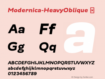 Modernica-HeavyOblique ☞ Version 2.000;PS 002.000;hotconv 1.0.88;makeotf.lib2.5.64775;com.myfonts.easy.quintana-font.modernica.heavy-oblique.wfkit2.version.4J8D图片样张