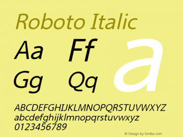 Roboto Italic Version 2.00 October 14, 2016 Font Sample
