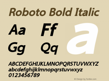 Roboto Bold Italic Version 2.00 June 3, 2016 Font Sample